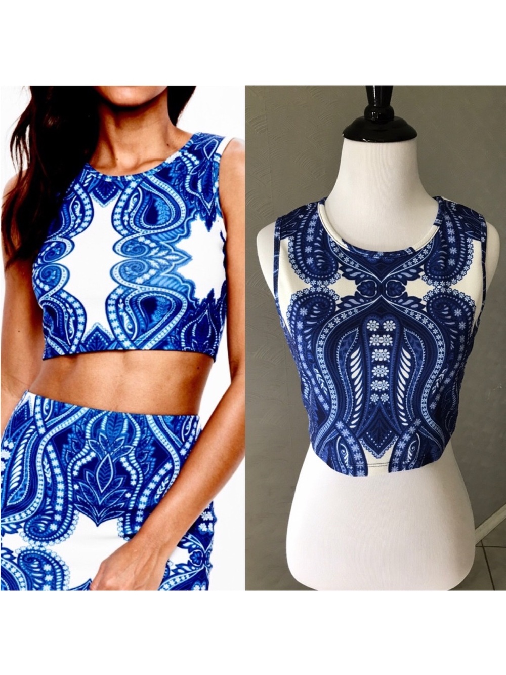 NWT Missguided Blue Porcelain Crop Top